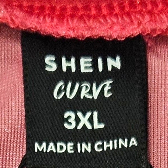 SHEIN CURV High Neck LongSleeve Cropped Pink Velvet Front Embellished O-Ring Top - Picture 7 of 14